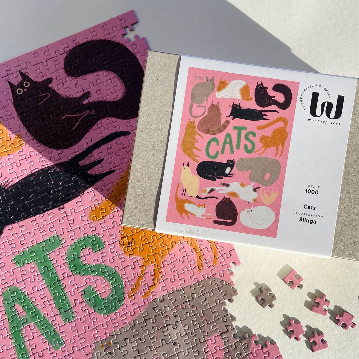 Wonderpieces - «Cats» puzzel | Illustratie van Slinga
