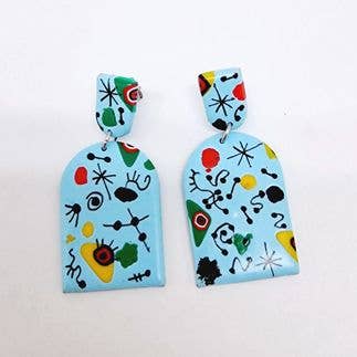 PASTACUITA - Grote hangende oorbellen in surrealistische stijl: Lavender_90-212 / Polymeerklei en roestvrij staal