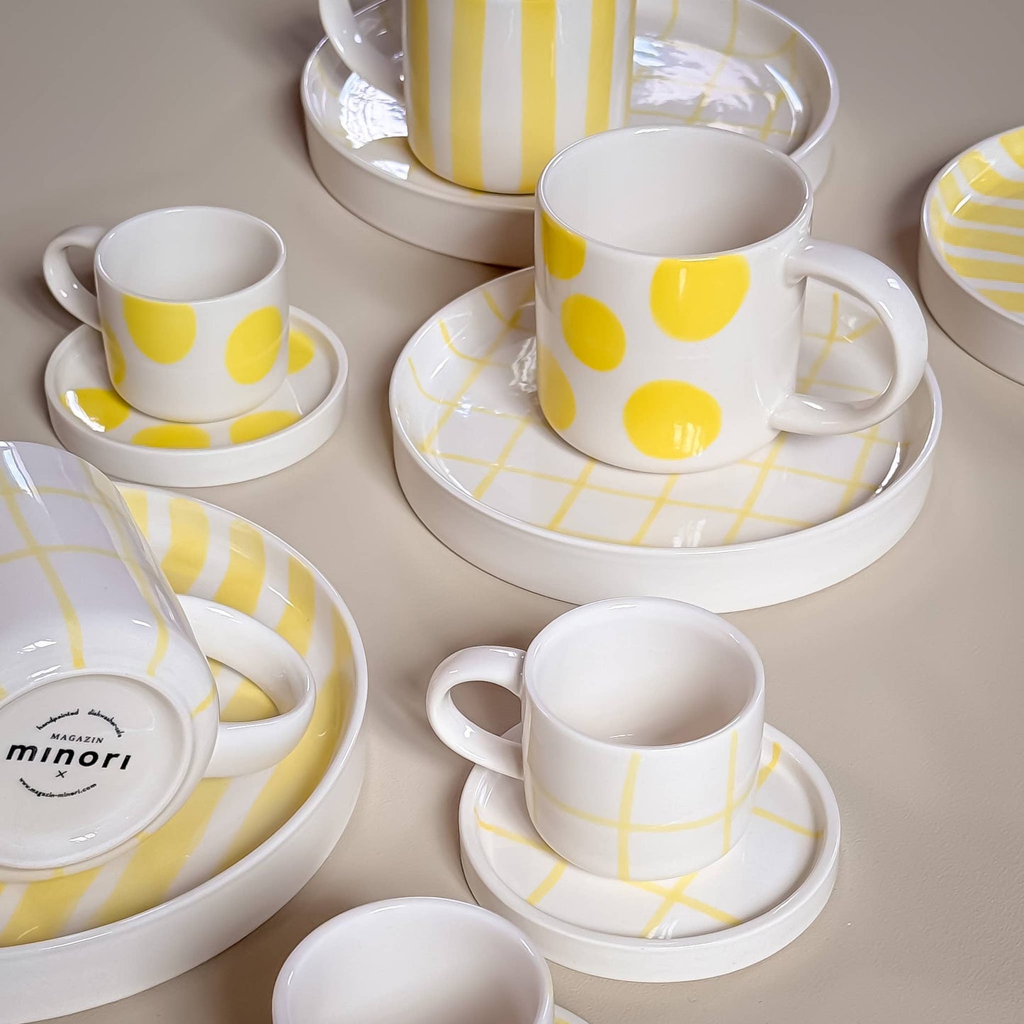Magazin Minori - Espresso Stripes - beach yellow (set van 2, totaal 4 stuks)