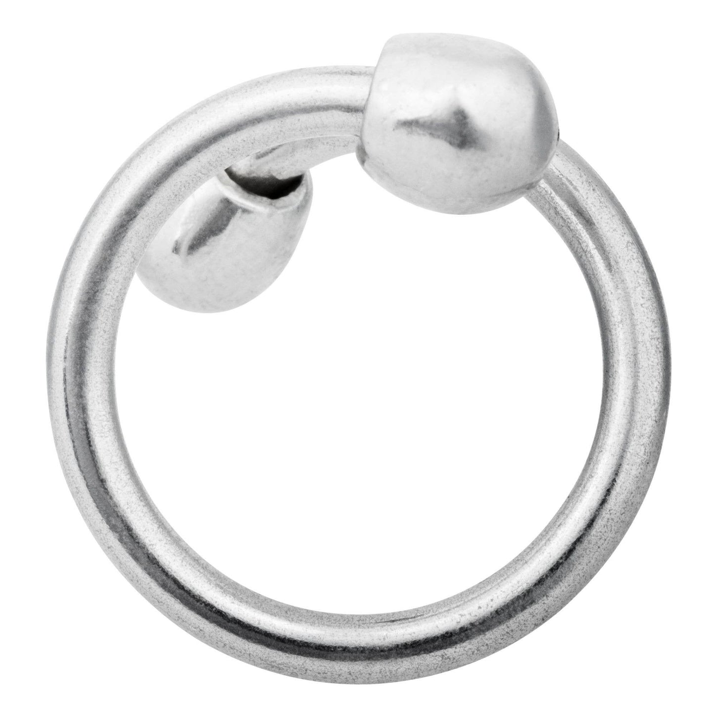 Gloria Mago - Messing ring met dubbele bol, verzilverd met 925 sterling zilver