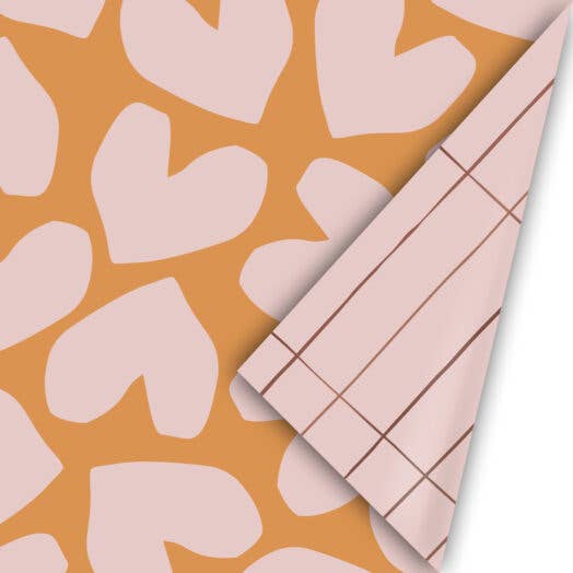 CollectivWarehouse - XL Solo Hearts – Rollen cadeaupapier: Roest/roze