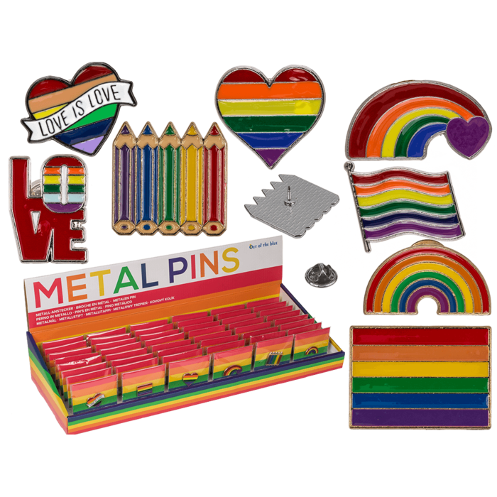 Out of the blue KG - Metaal speldjes pride, ca. 3 cm, set van 8 assorti