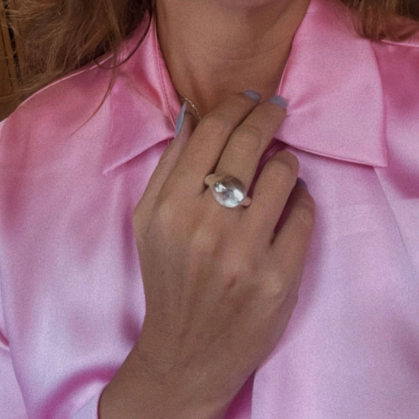 Gloria Mago - Zilverkleurige lollipop-ring met zilver plating