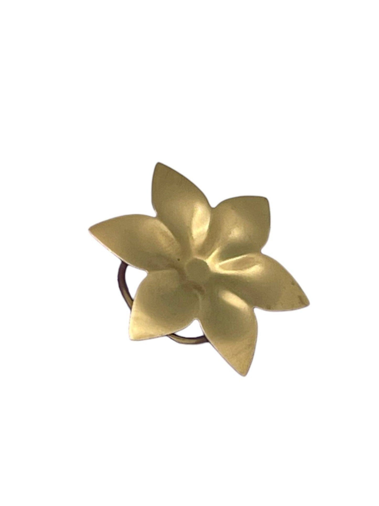 Gloria Mago - Messingring met 3D-bloem, 10 µ zilver of verguld: Plateado