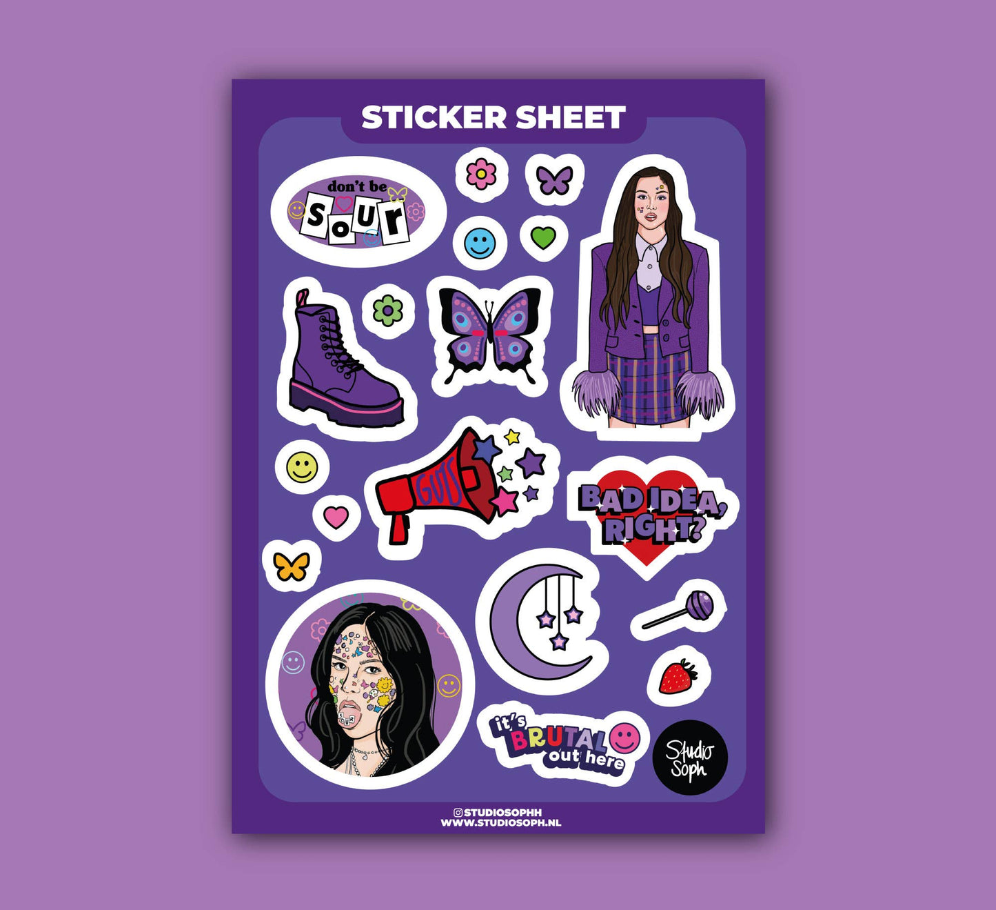 Studio Soph (We Pay Your Import Fees - We Ship DDP) - Olivia A5 Stickervel: Verpakt in plastic hoesje