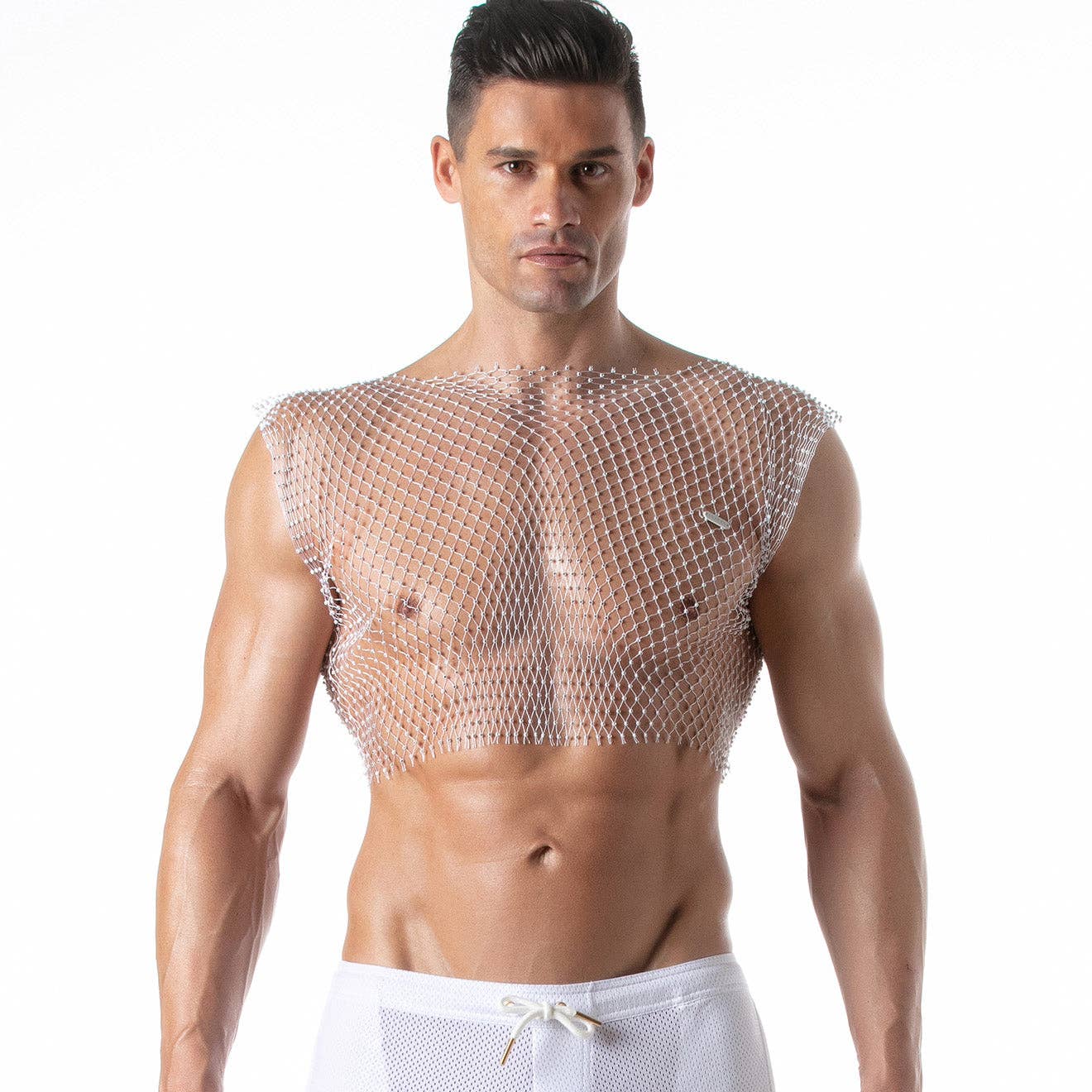 LEADER - Mesh Party-tanktop wit: L