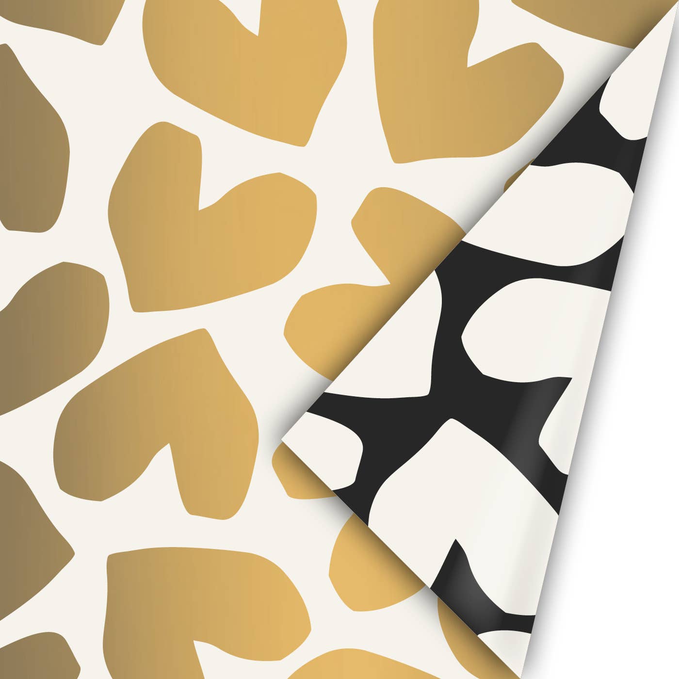 CollectivWarehouse - XL Solo Hearts – Rollen cadeaupapier: Kraft/wit