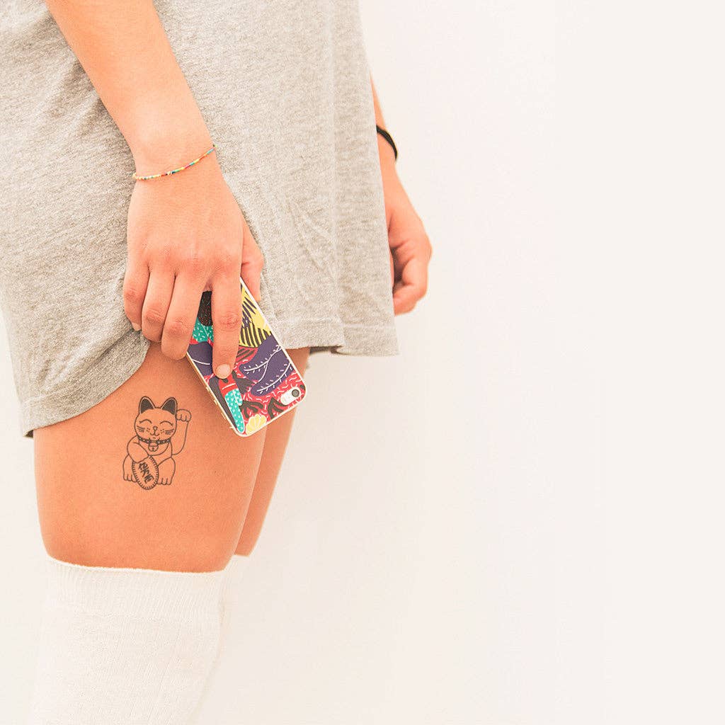 Tattoonie - THE MANEKI NEKO-tatoeage (set van 2)