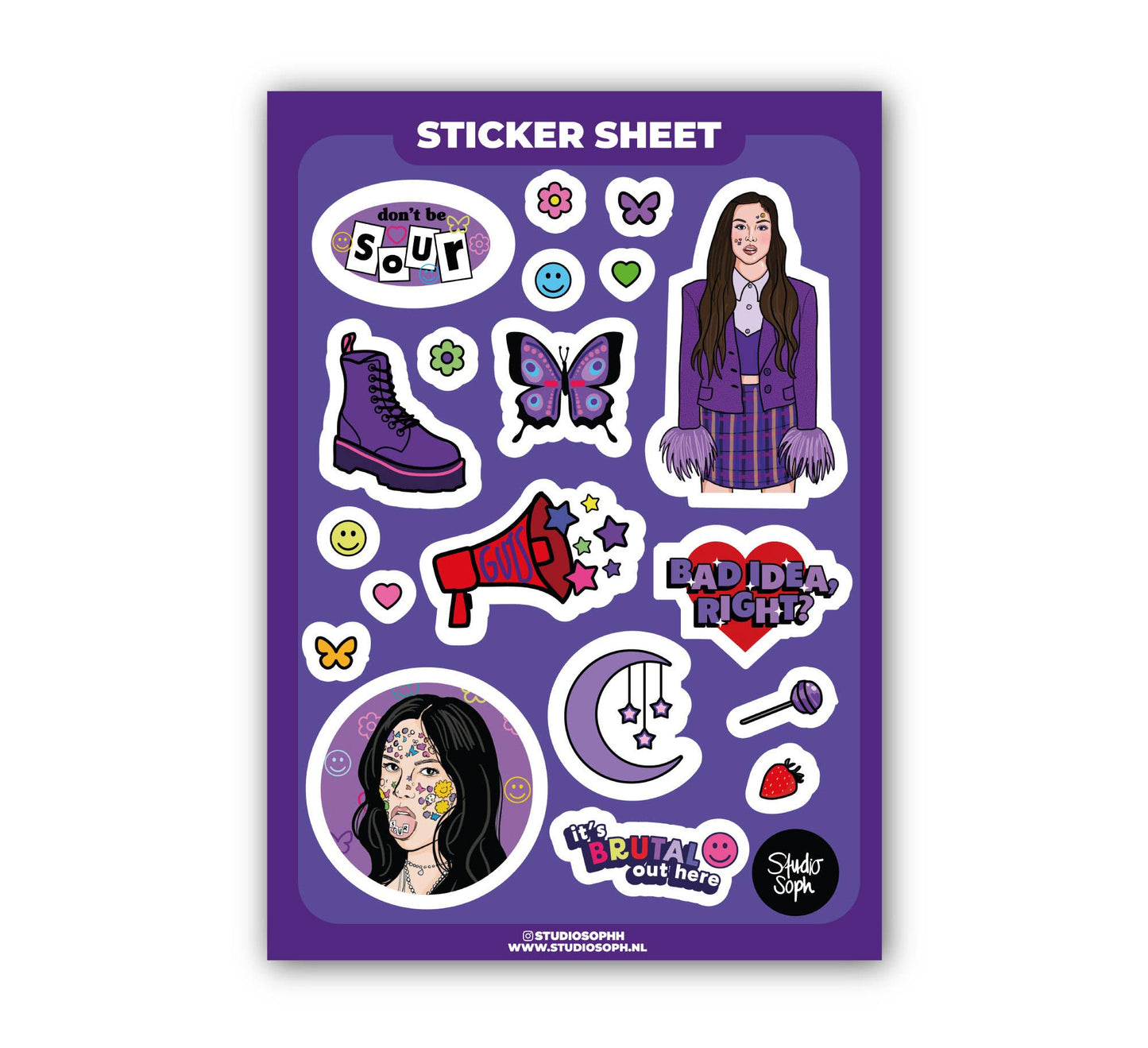 Studio Soph (We Pay Your Import Fees - We Ship DDP) - Olivia A5 Stickervel: Verpakt in plastic hoesje