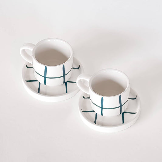 Magazin Minori - Espresso Grid - zacht groen (2-delige set - 4 stuks)