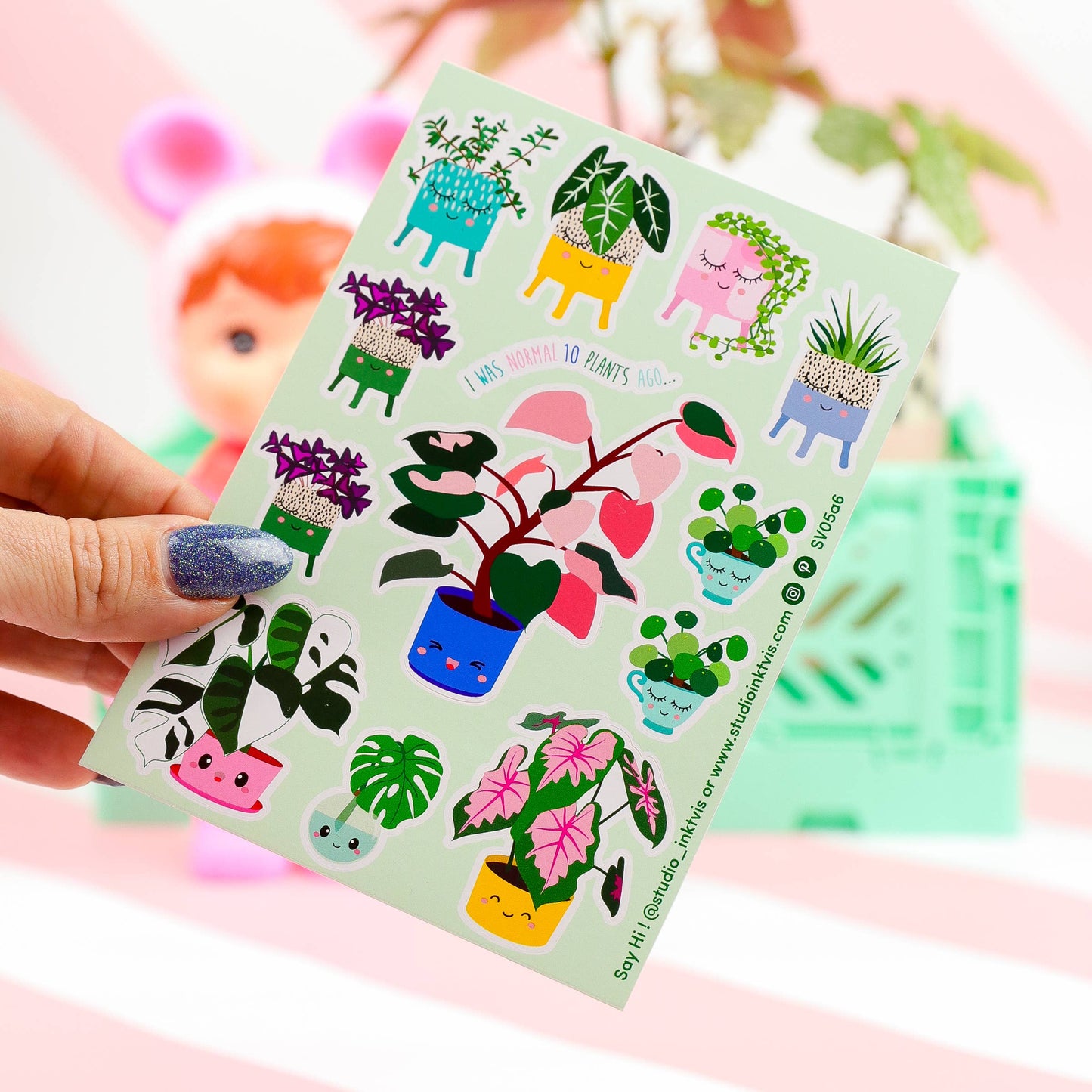 Studio Inktvis B.V. - Stickervel Planten met Pink Princess, Monstera en Pilea