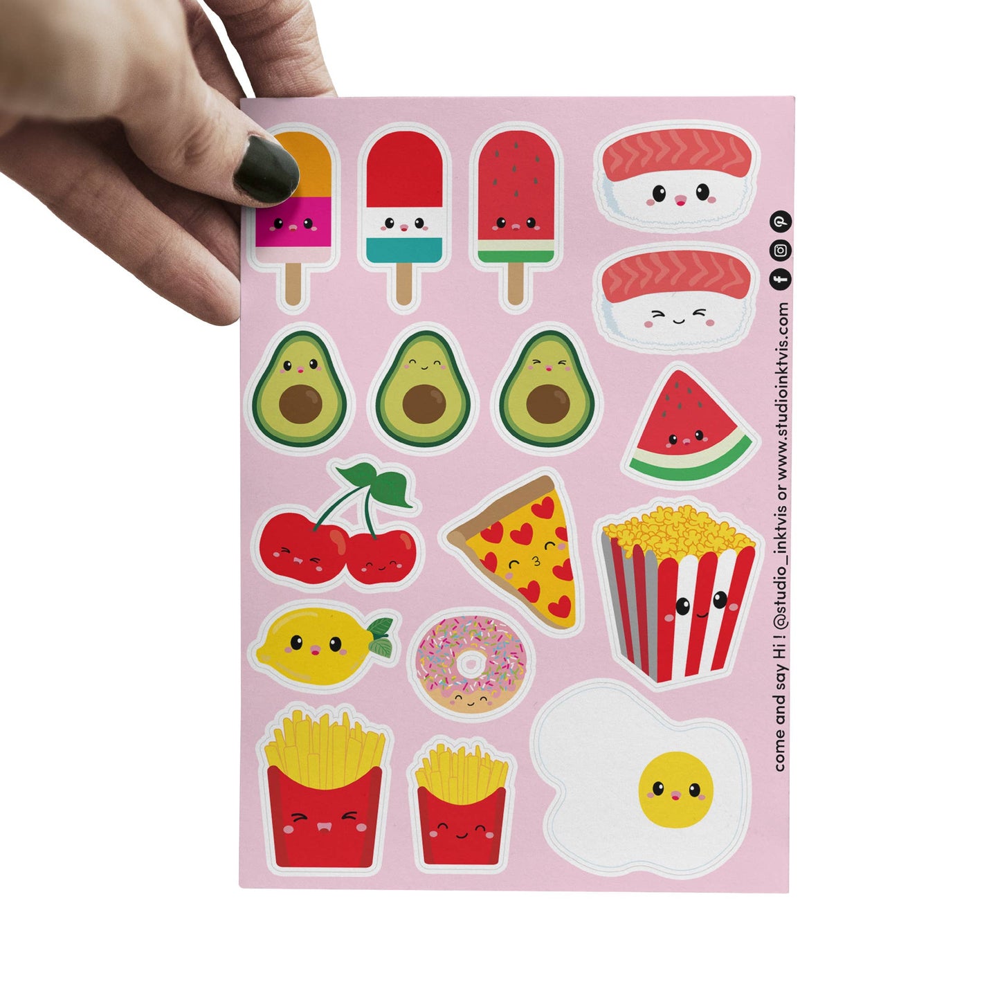 Studio Inktvis B.V. - Stickervel sushi, fruit en fastfood