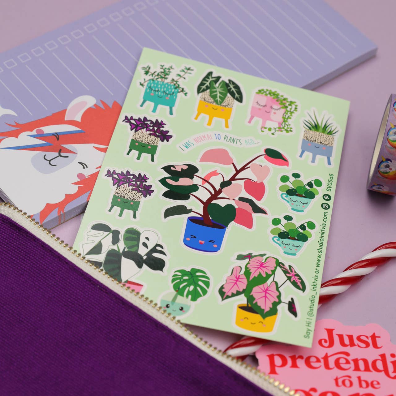 Studio Inktvis B.V. - Stickervel Planten met Pink Princess, Monstera en Pilea