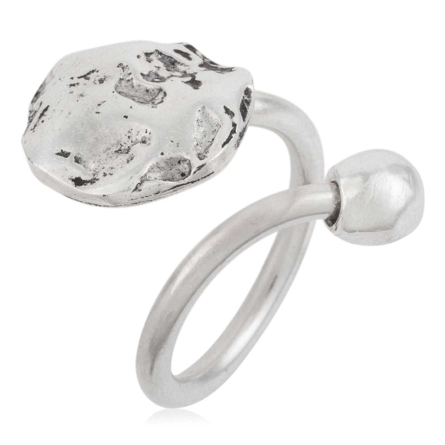 Gloria Mago - Verzilverde verstelbare ring „Moon”