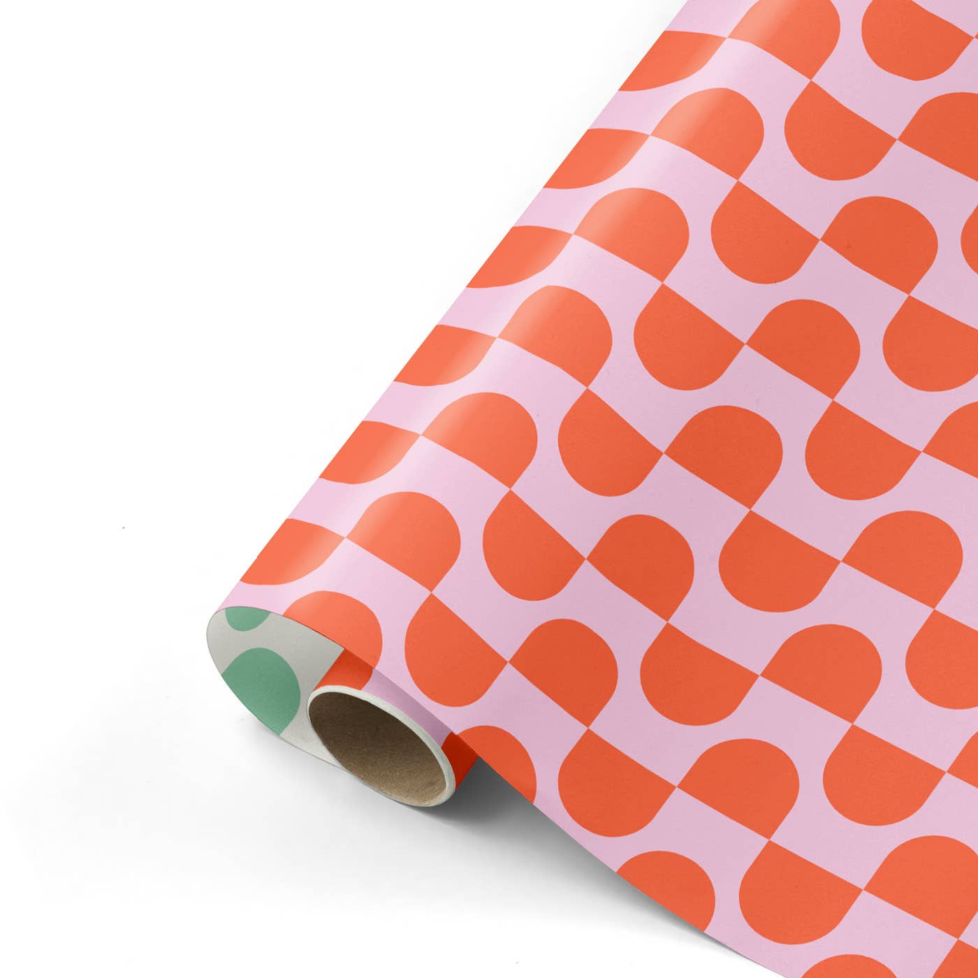 CollectivWarehouse - Chunky Curves – Rollen cadeaupapier: Mint/wit