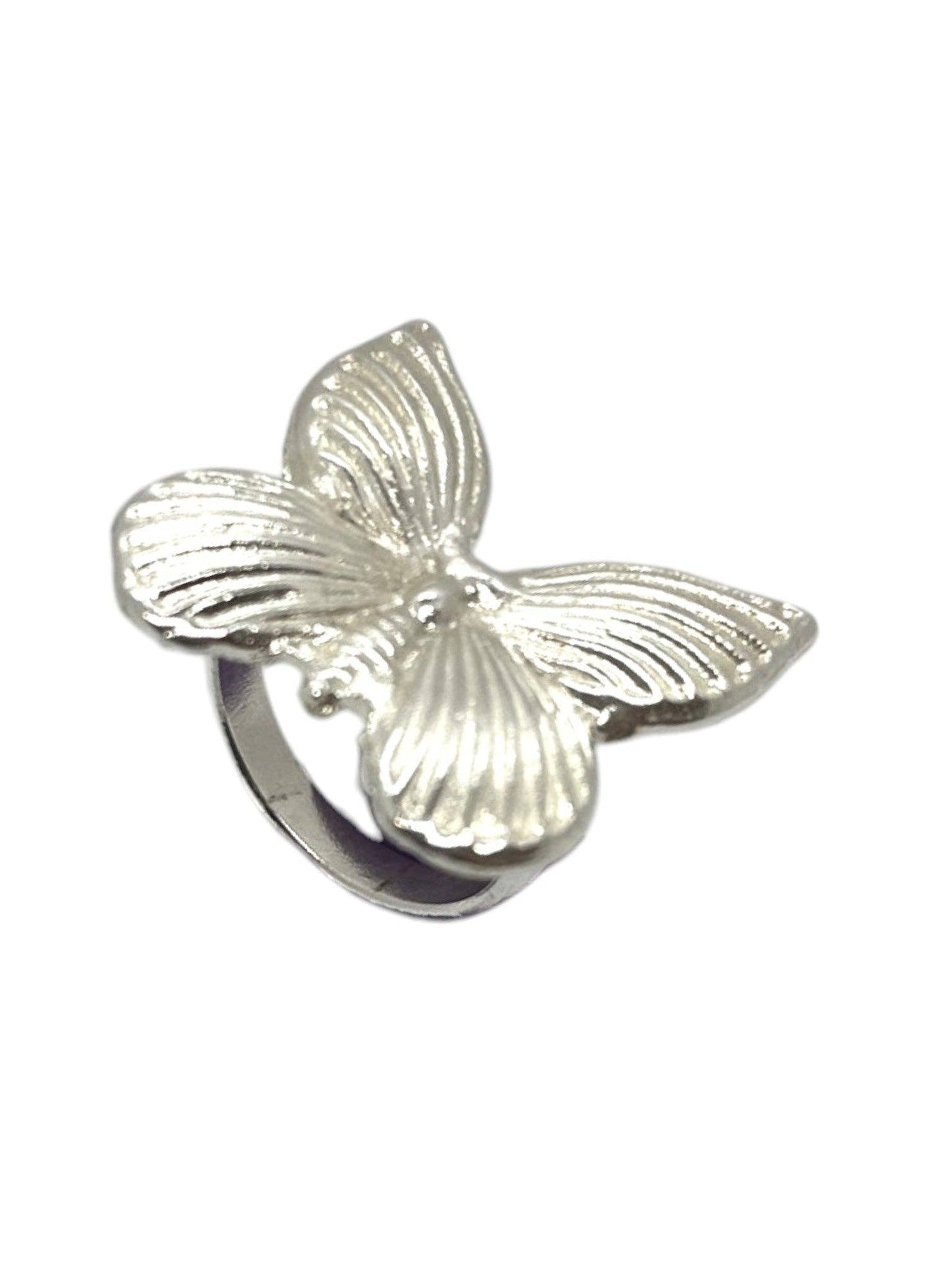 Gloria Mago - Grote vlinderring in 10µ zilver of verguld. Messing en zamak: Zilver