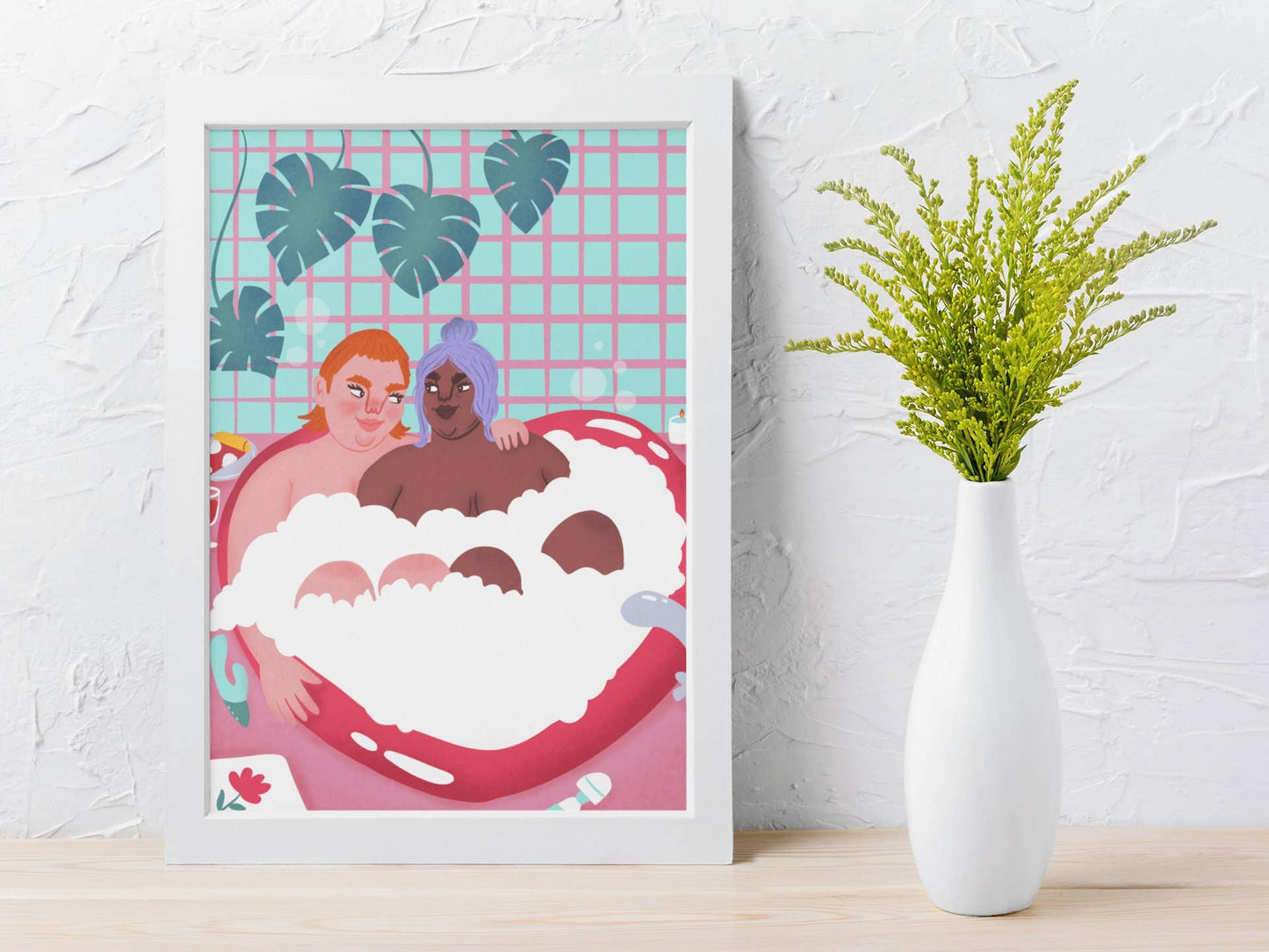Chiaralascura - Queer plus-size koppel bad kunstafdruk: A3