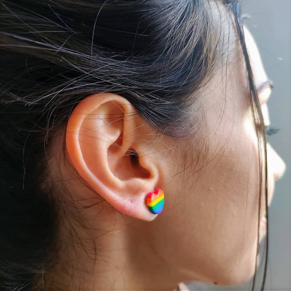 PASTACUITA - Regenboog Pride LGBT oorstekers van polymeerklei: Vierkante regenboog / Roestvrij staal, polymeerklei