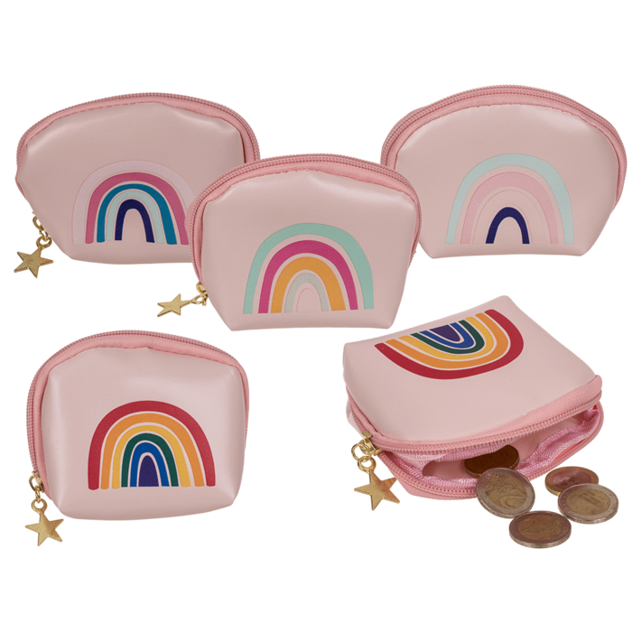 Out of the blue KG - Portemonnee met regenboogprint, ca. 12 x 8 x 4 cm, assorti, 100% polyester