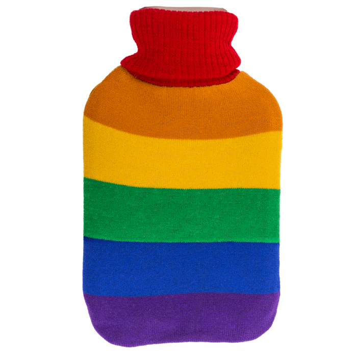 Out of the blue KG - Warmwaterkruik ivoorkleurig 'Pride' met polyester hoes van 100%, 2 liter, ca. 18 x 34 cm, met ophanghaak