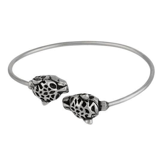 Gloria Mago - Verstelbare armband met tijgerkop, verzilverd