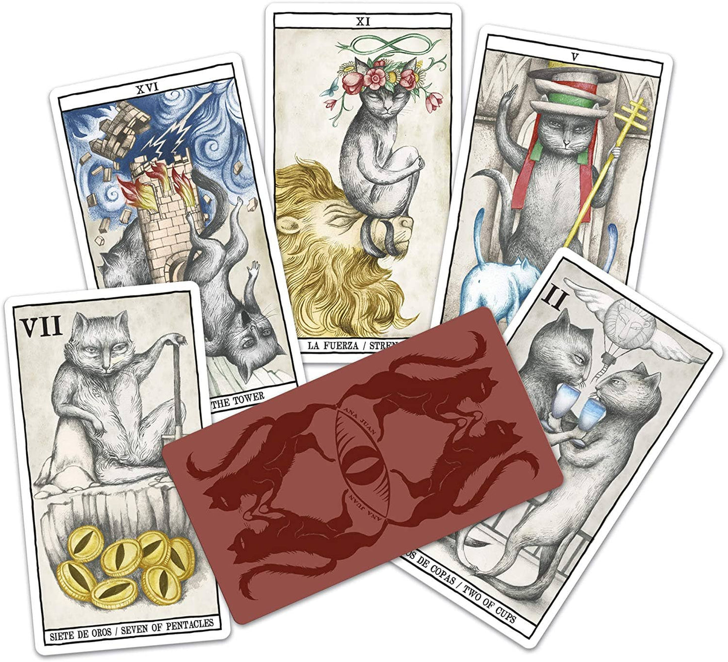 Cardshouse - Tarotkaarten van katten door Ana Juan