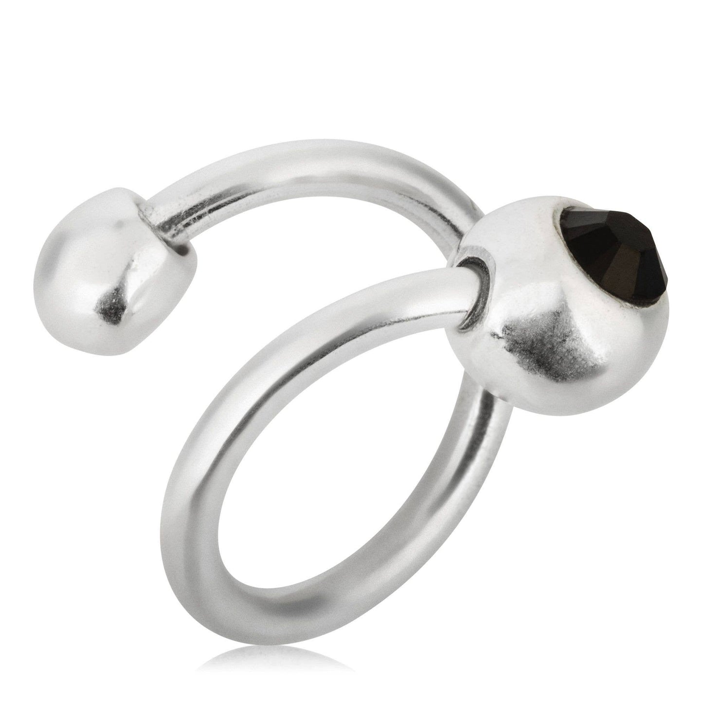 Gloria Mago - Ring-Swarovski zwart verzilverd