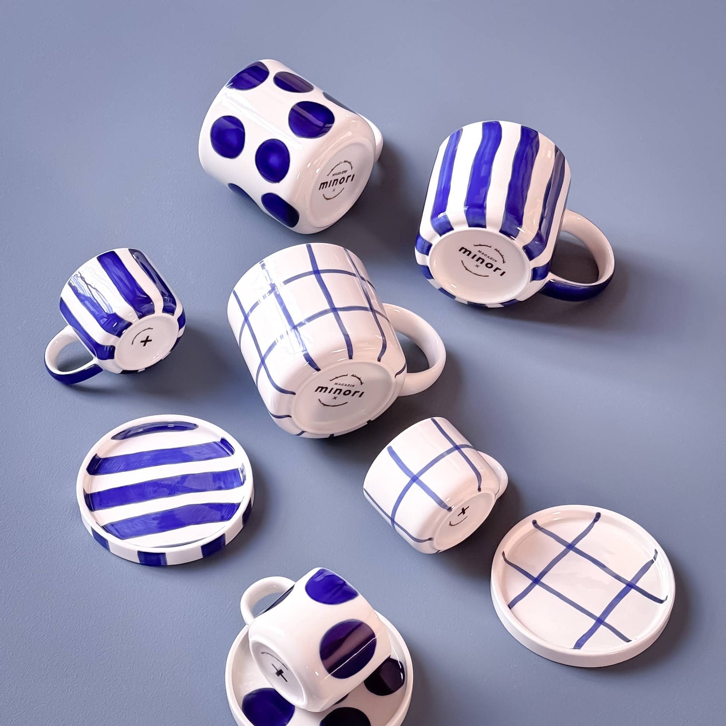 Magazin Minori - Espresso Stripes - mareblauw (set van 2, 4-delig)