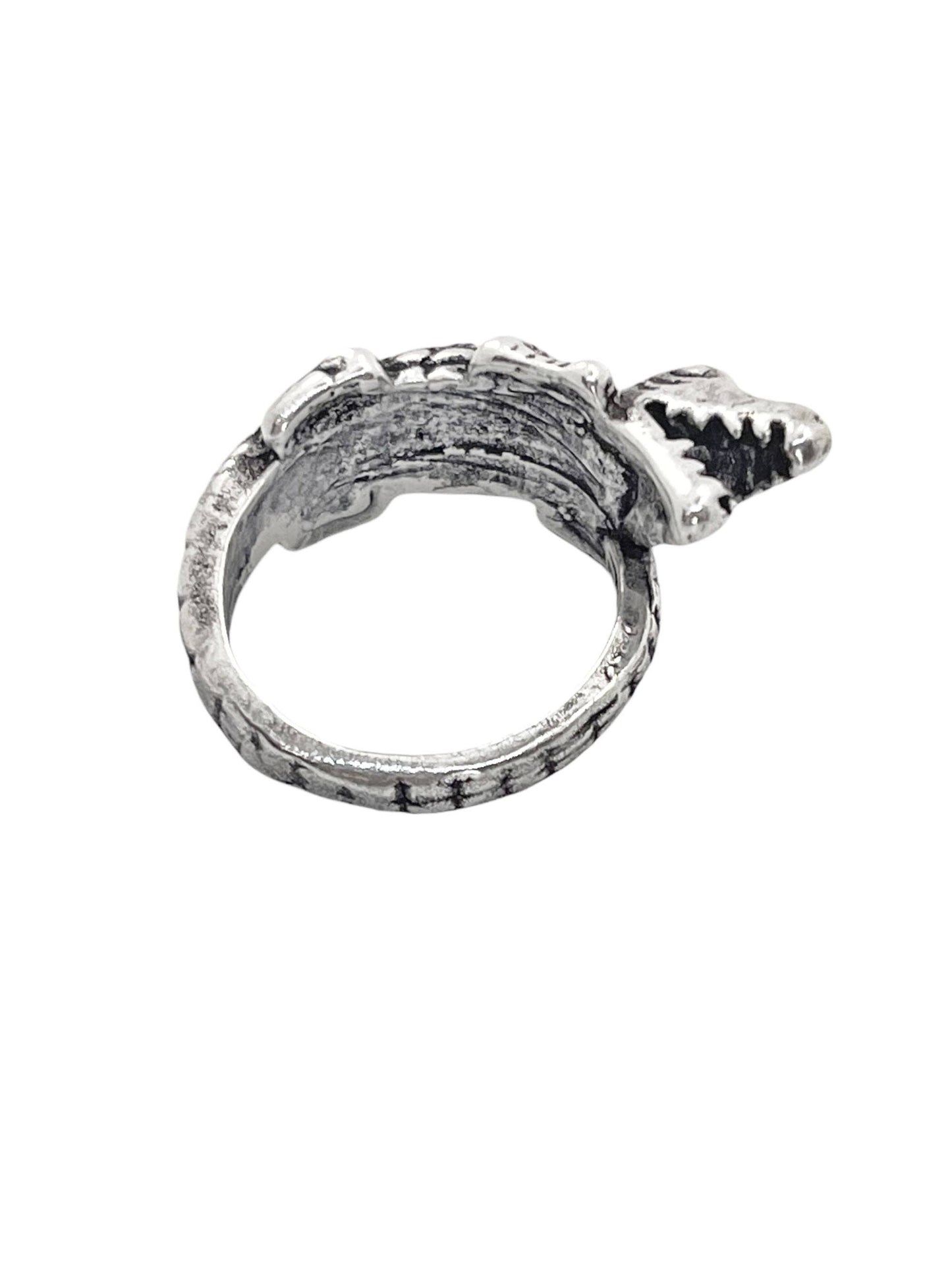 Gloria Mago - Krokodillenring in antiek zilver van 7 micron. Maat 16