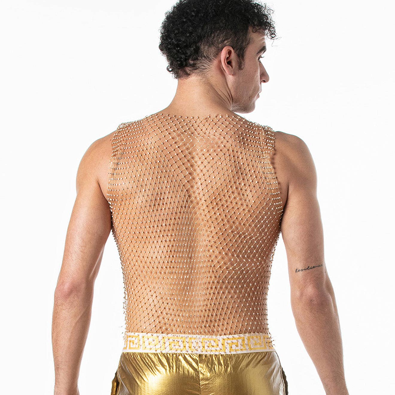 LEADER - Mesh party-tanktop goud: L