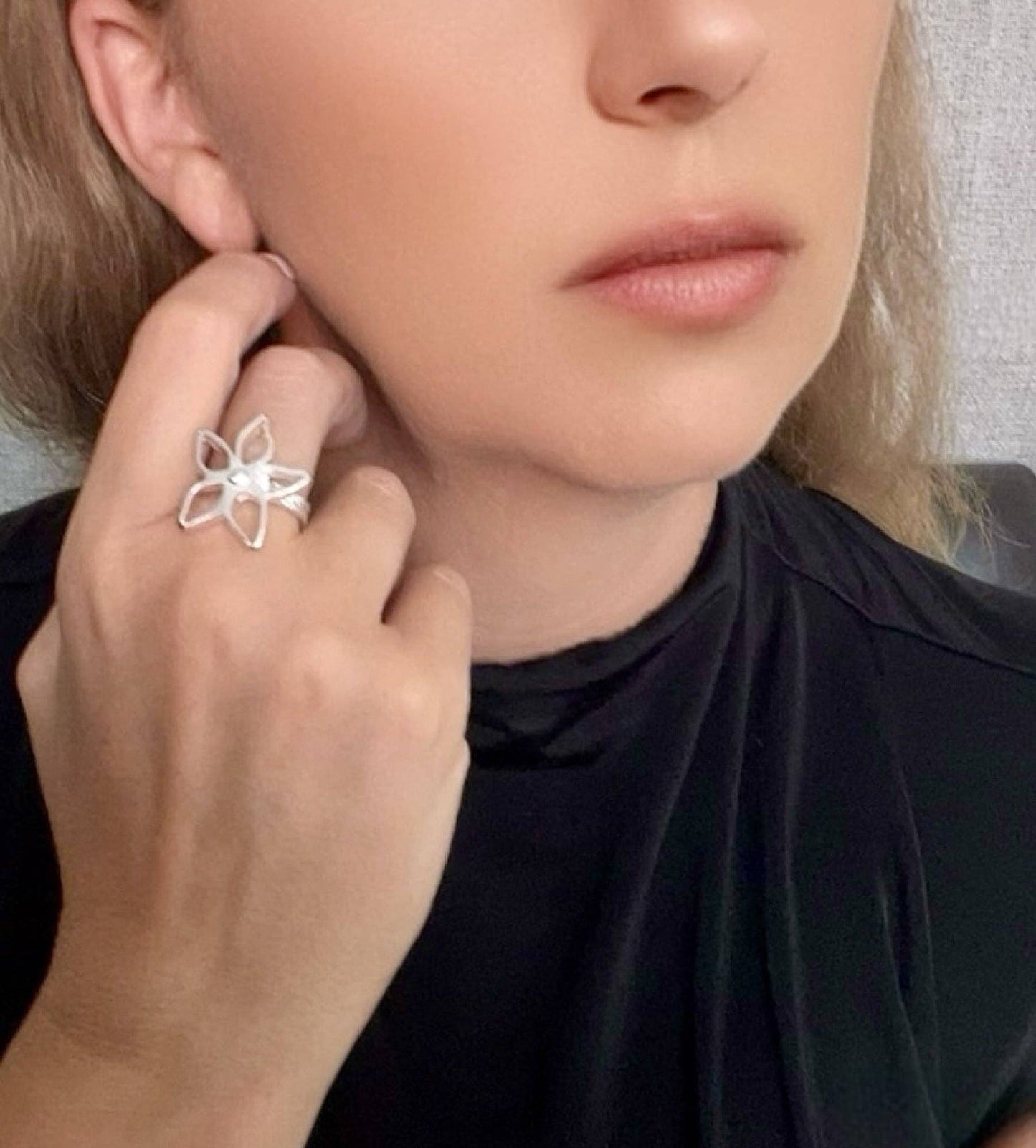 Gloria Mago - Blom onregelmatige ring zilver verguld 10µ