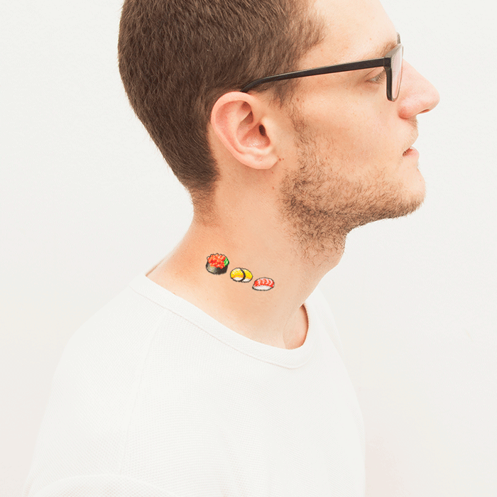 Tattoonie - 8bit sushi tijdelijke tattoo (set van 10)