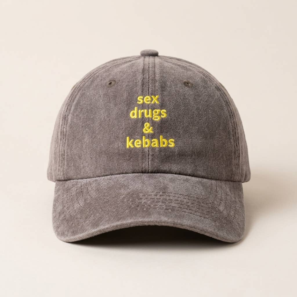 Grasshopper - Seks, drugs & kebabs grijs geborduurde pet: Groen