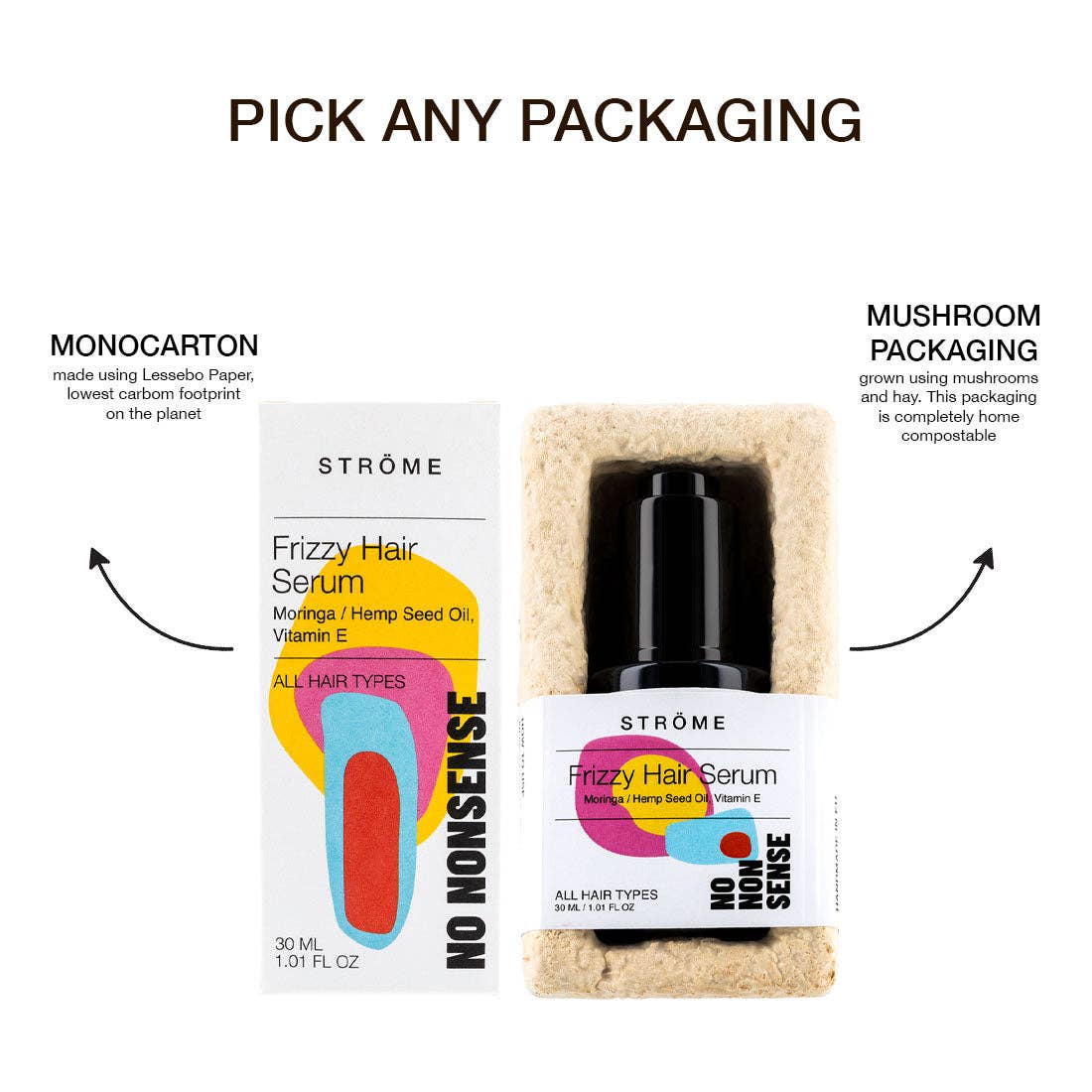 Ströme - FRIZZY HAIR SERUM: Mushroom Packaging