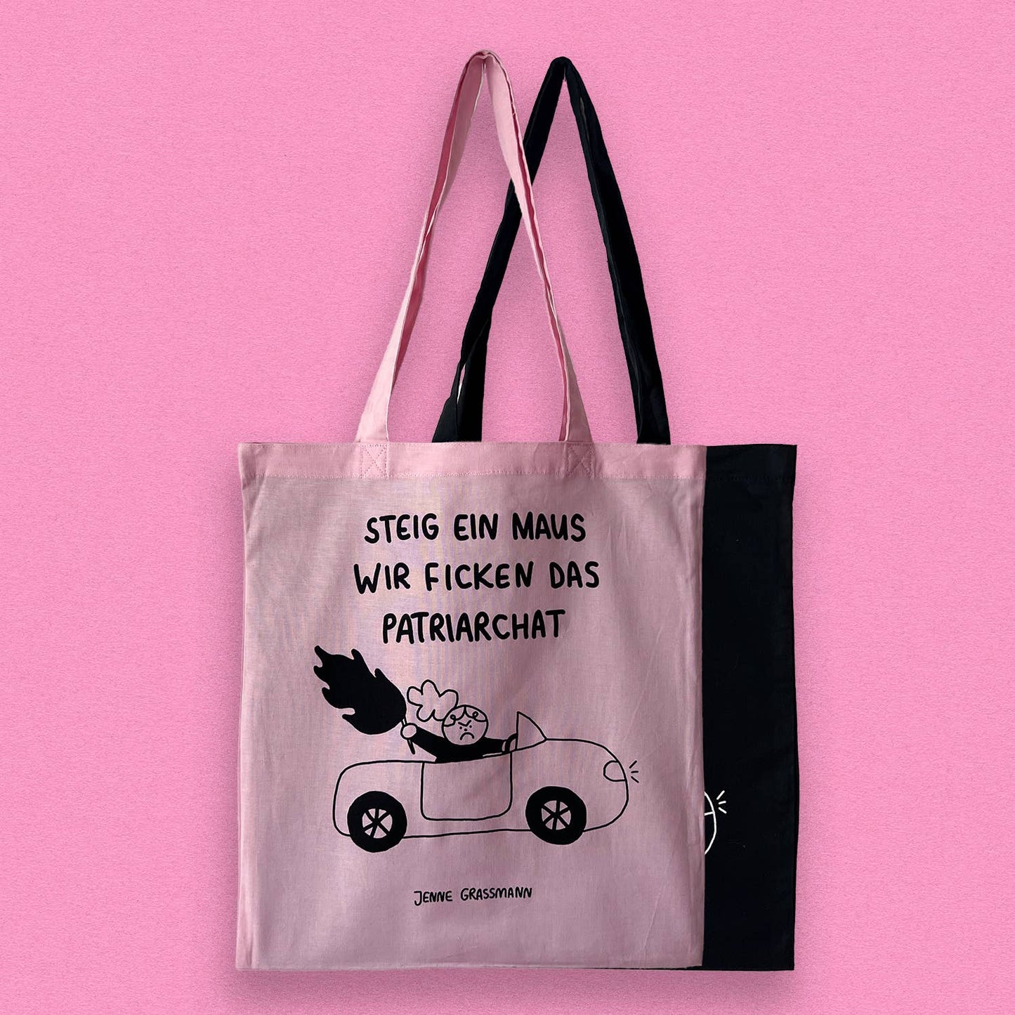 Jenne Grassmann - Tote bag patriarchaat: Roze