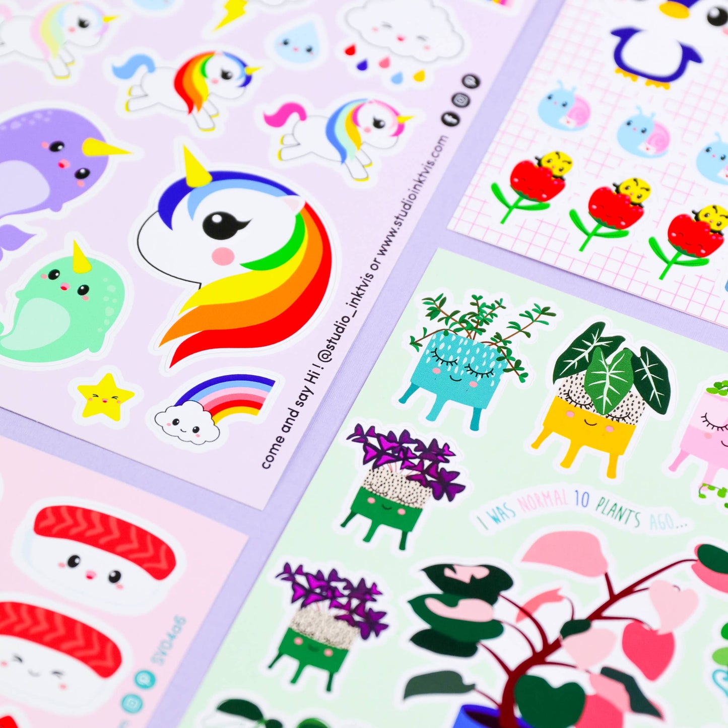 Studio Inktvis B.V. - Stickervel Planten met Pink Princess, Monstera en Pilea