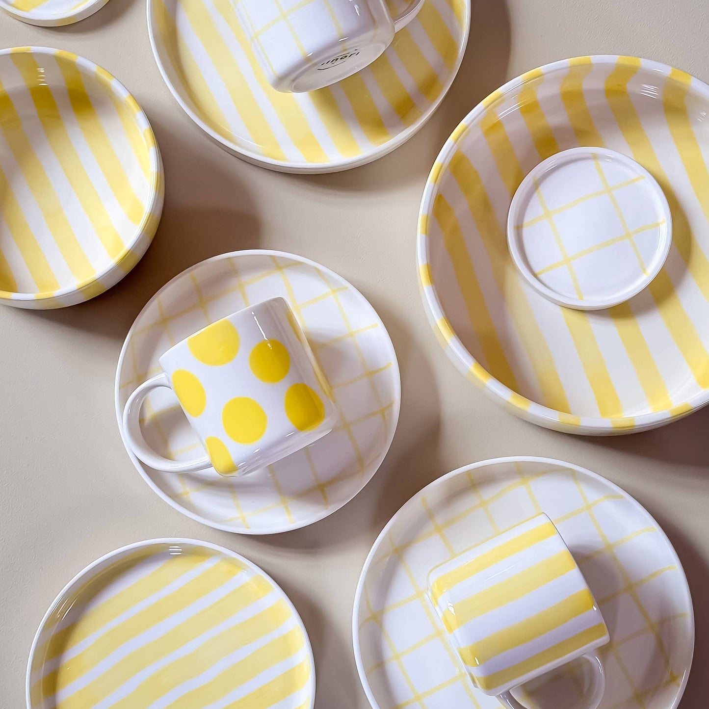 Magazin Minori - Espresso Stripes - beach yellow (set van 2, totaal 4 stuks)