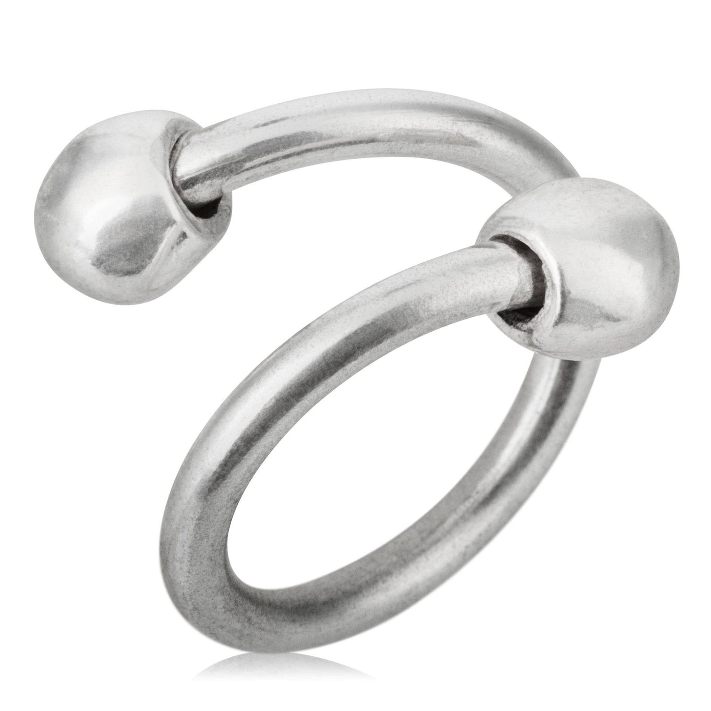 Gloria Mago - Messing ring met dubbele bol, verzilverd met 925 sterling zilver