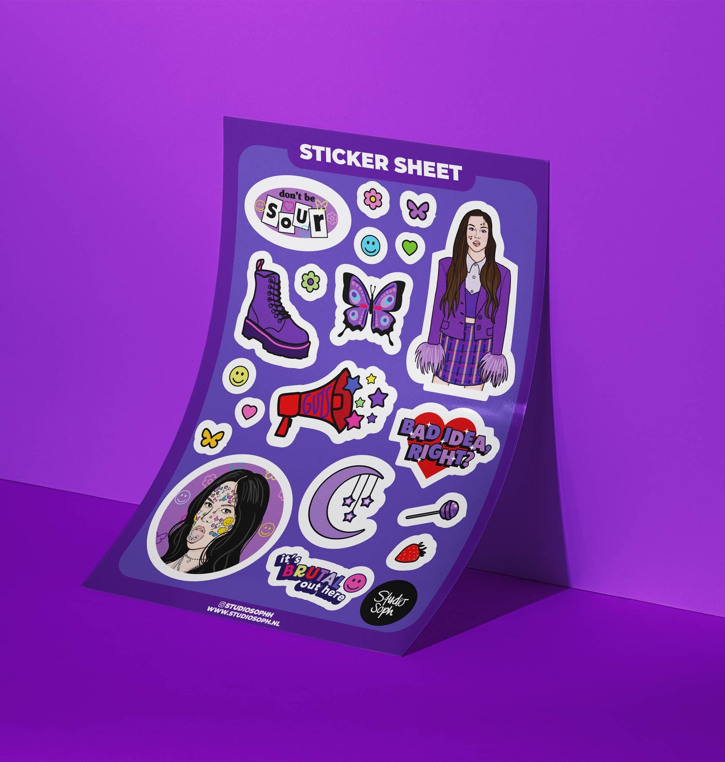 Studio Soph (We Pay Your Import Fees - We Ship DDP) - Olivia A5 Stickervel: Verpakt in plastic hoesje