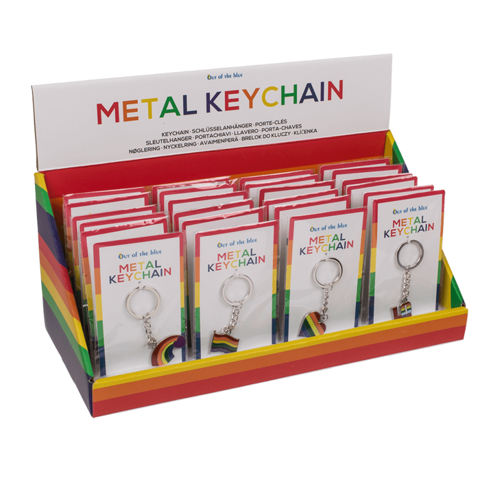 Out of the blue KG - Metalen sleutelhanger Pride, ca. 12 cm, 8 assorti, 24 stuks per display