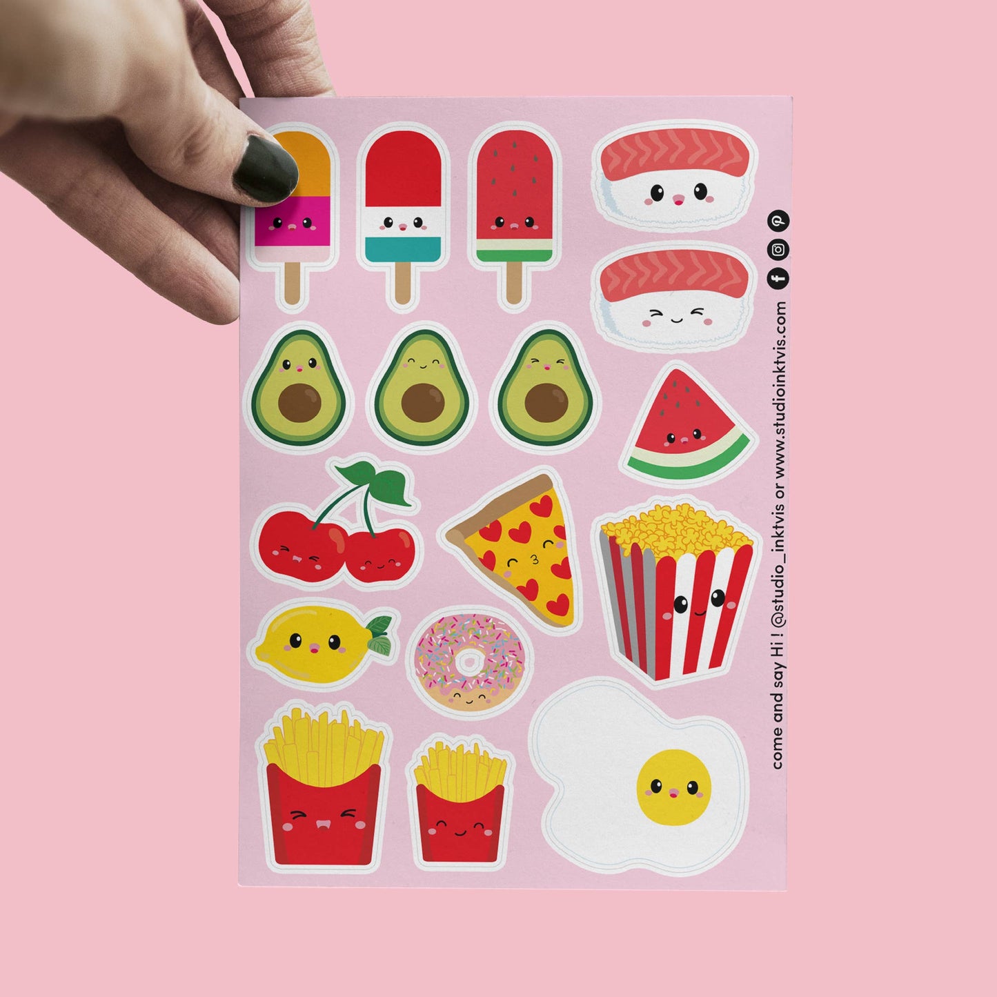 Studio Inktvis B.V. - Stickervel sushi, fruit en fastfood