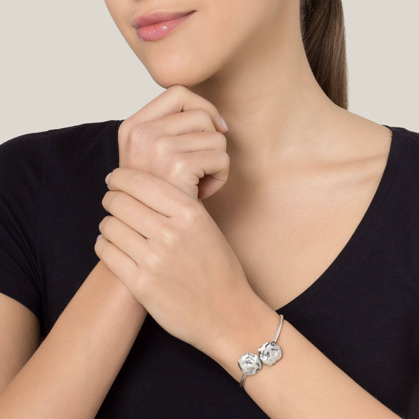 Gloria Mago - Verstelbare zilveren armband dubbel zilver zamak