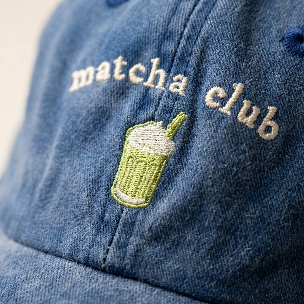 Grasshopper - Matcha Club blauwe geborduurde pet