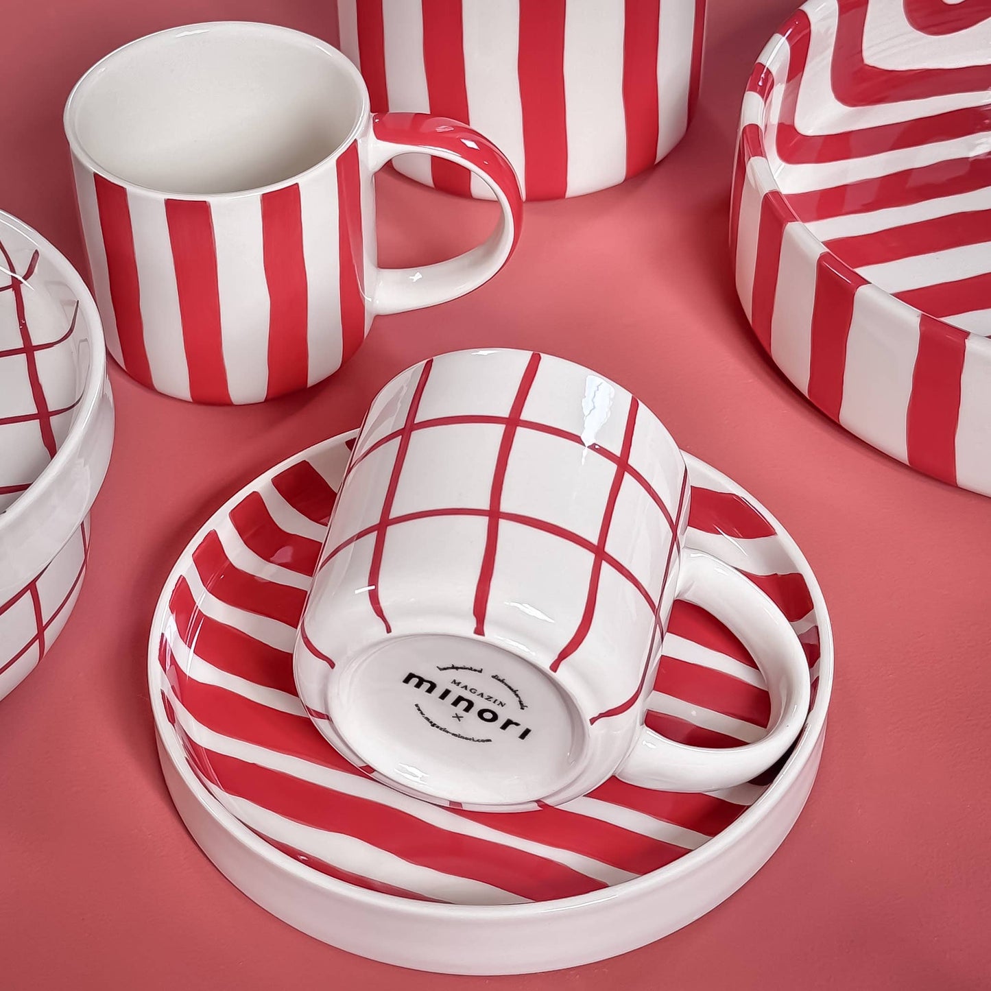 Magazin Minori - Espresso Grid - tramonto rood (2-delige set - 4 onderdelen)
