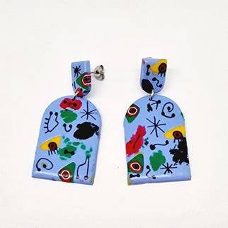 PASTACUITA - Grote hangende oorbellen in surrealistische stijl: Lavender_90-212 / Polymeerklei en roestvrij staal