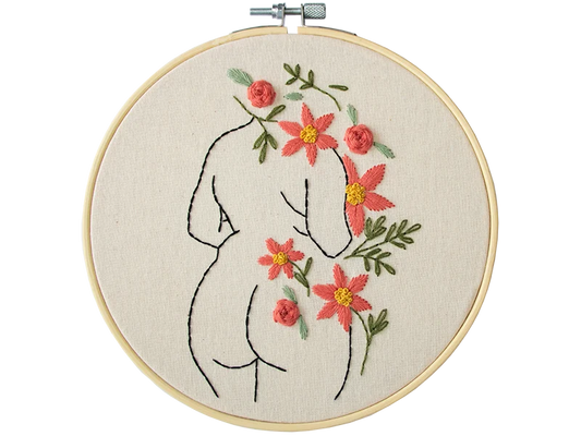 Red Bloom Booty – Embroidered Wall Art kit 18cm Red ros