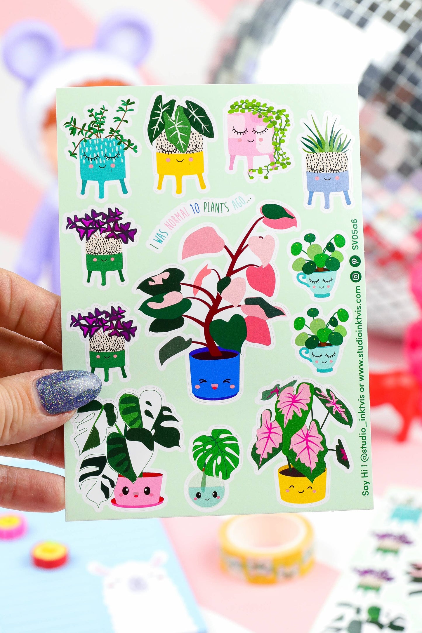 Studio Inktvis B.V. - Stickervel Planten met Pink Princess, Monstera en Pilea