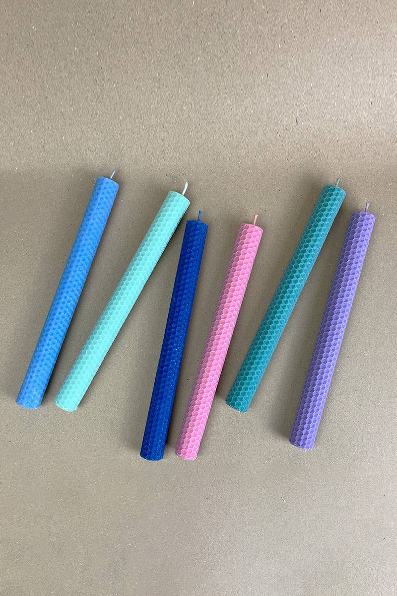 Hand Rolled Beeswax Stick Candles Set - Rose lila