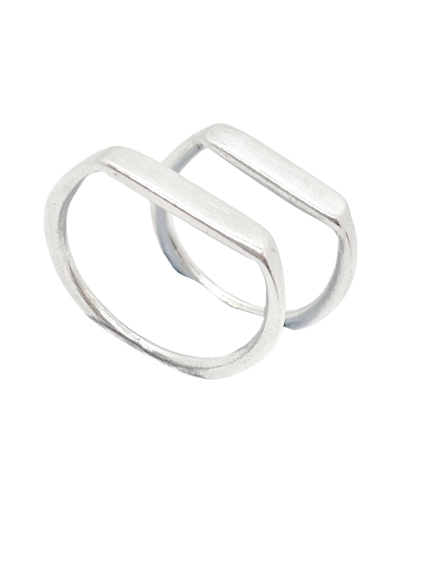 Gloria Mago - Set fijne zilverkleurige ringen 7 micron maat 10-13
