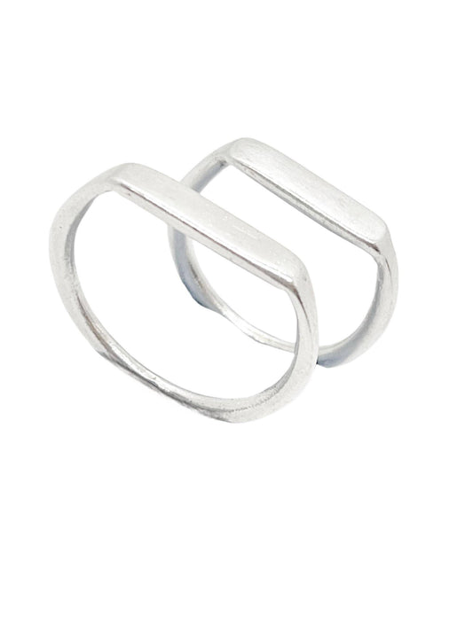 Gloria Mago - Set fijne zilverkleurige ringen 7 micron maat 10-13